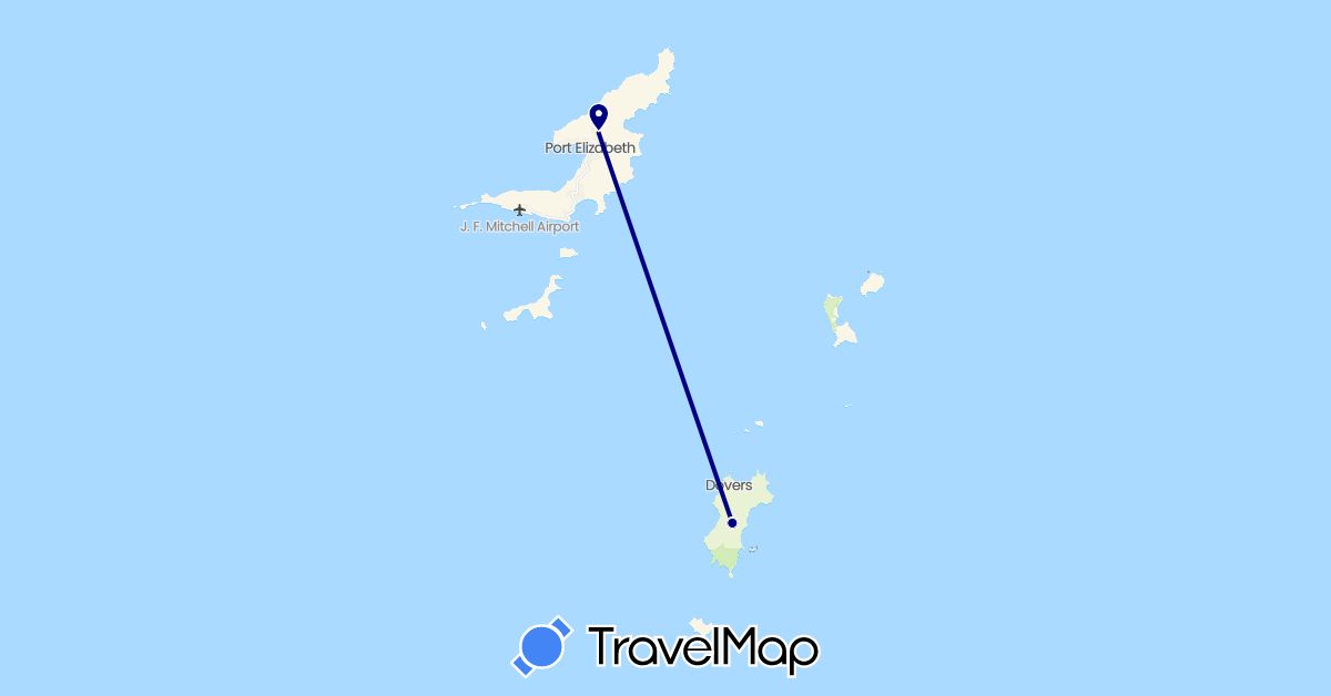 TravelMap itinerary: driving in Saint Vincent and the Grenadines (North America)